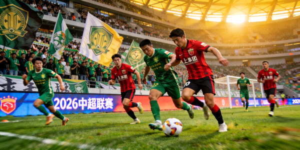 北京国安与上海海港在2026赛季中超联赛中的关键对决，两队球员在工人体育场展开激烈争夺